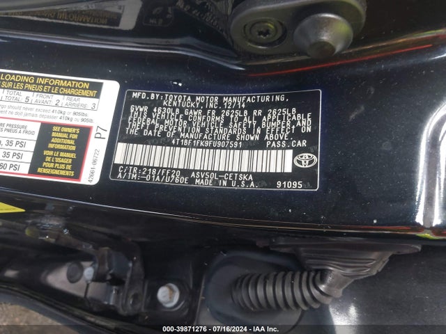 Toyota CAMRY SE 2015 4T1BF1FK9FU907591 Image 9