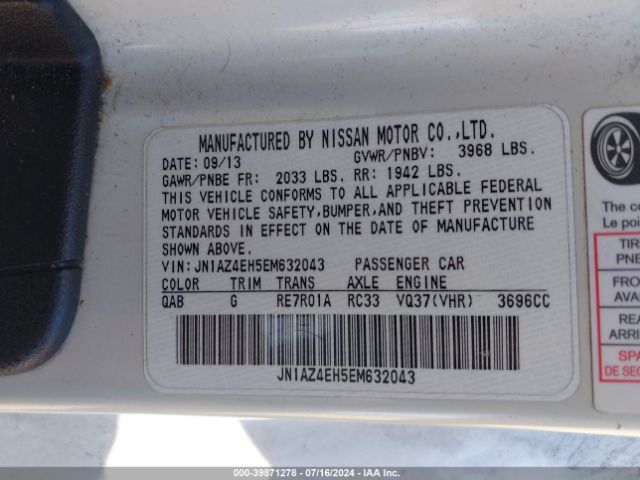 JN1AZ4EH5EM632043 Nissan 370Z