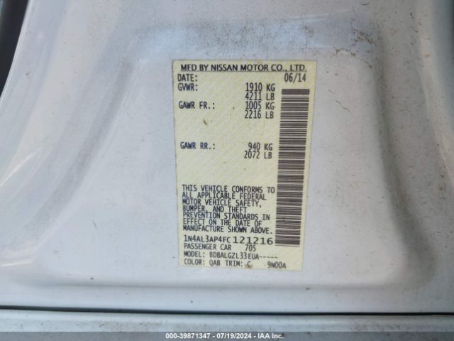 1N4AL3AP4FC121216 Nissan Altima