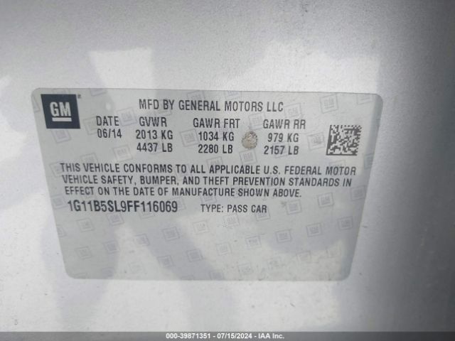 1G11B5SL9FF116069 Chevrolet MALIBU LS