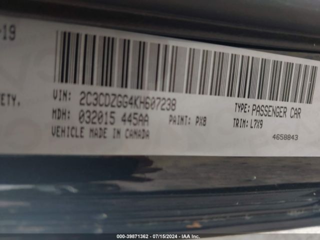 2C3CDZGG4KH607238 Dodge Challenger Sxt Awd