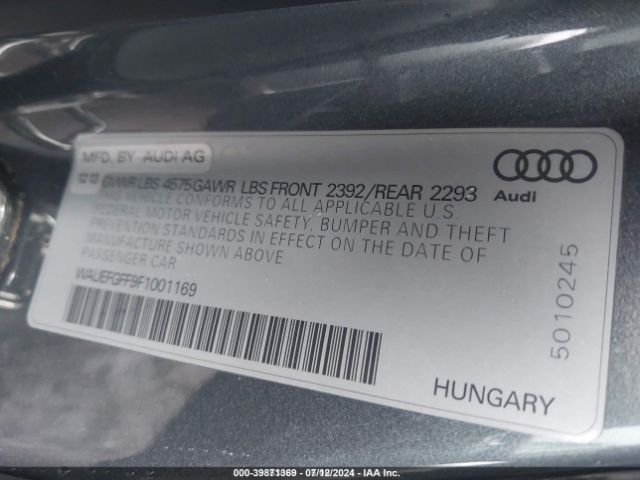 WAUEFGFF9F1001169 Audi A3 2.0t Premium