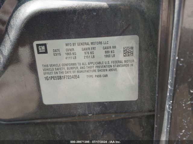 1G1PE5SB1F7234054 Chevrolet Cruze 2lt Auto