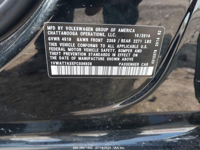 1VWAT7A3XFC036828 Volkswagen Passat 1.8t Wolfsburg Edition