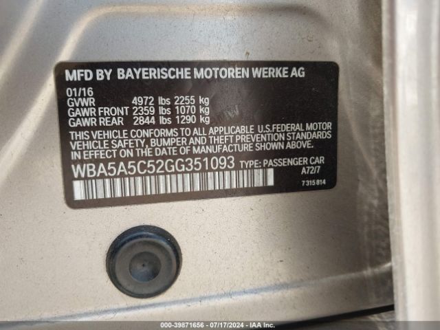 WBA5A5C52GG351093 BMW 528I