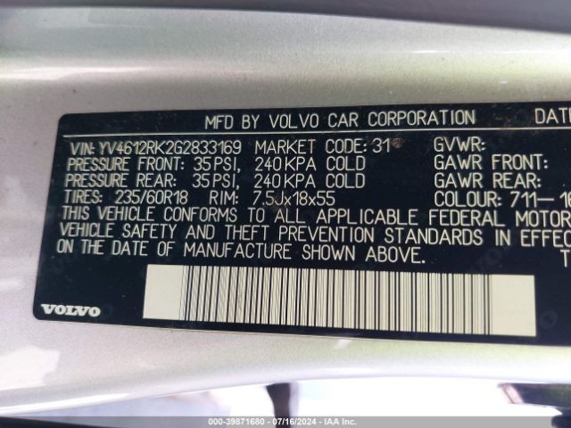 YV4612RK2G2833169 Volvo Xc60 T5 Premier