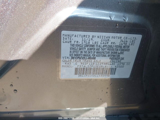 Nissan Kicks Sv Xtronic Cvt 2020 3N1CP5CV2LL480498 Image 9