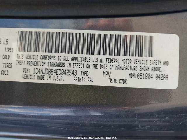 1C4NJDBB4ED842543 Jeep Compass Sport