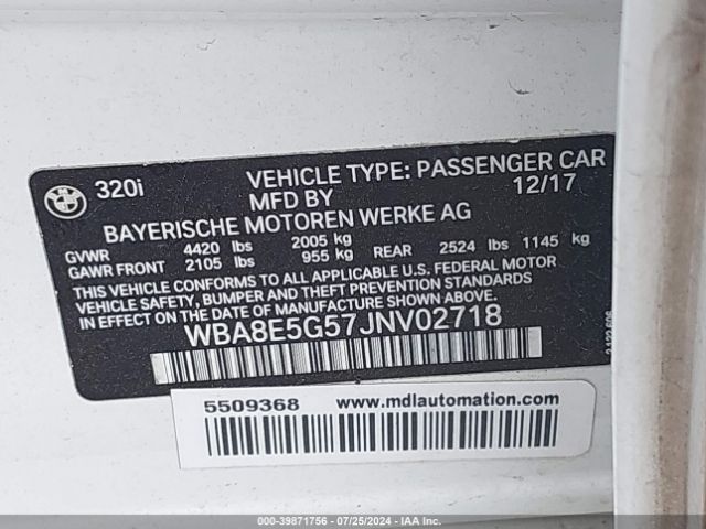 WBA8E5G57JNV02718 BMW 320i Xdrive