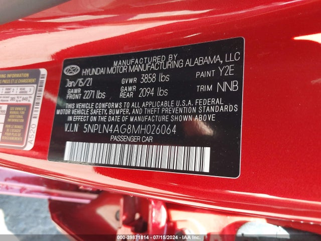 Hyundai ELANTRA SEL 2021 5NPLN4AG8MH026064 Image 9