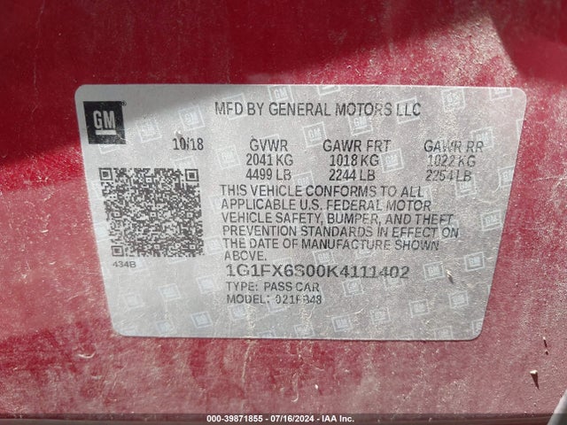 Chevrolet Bolt Ev Premier 2019 1G1FX6S00K4111402 Image 9