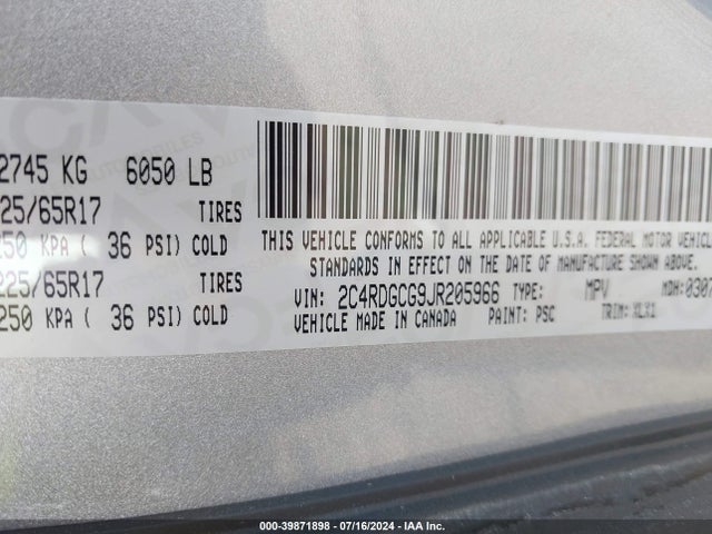 Dodge Grand Caravan Sxt 2018 2C4RDGCG9JR205966 Image 9