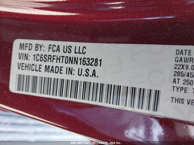 RAM 1500 Limited  4x4 5'7 Box 2022 1C6SRFHT0NN163281 Image 9