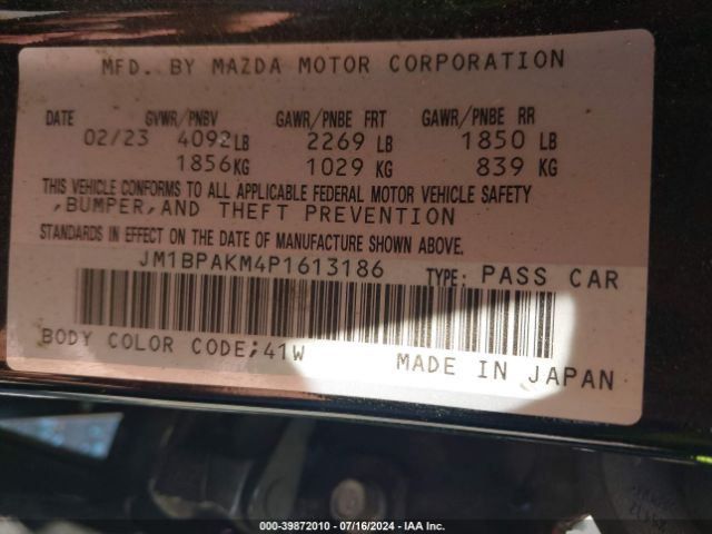 JM1BPAKM4P1613186 Mazda Mazda3 2.5 S Select