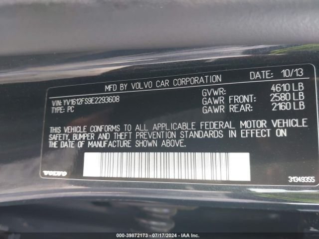 YV1612FS9E2293608 Volvo S60 T5/t5 Platinum/t5 Premier/t5 Premier Plus