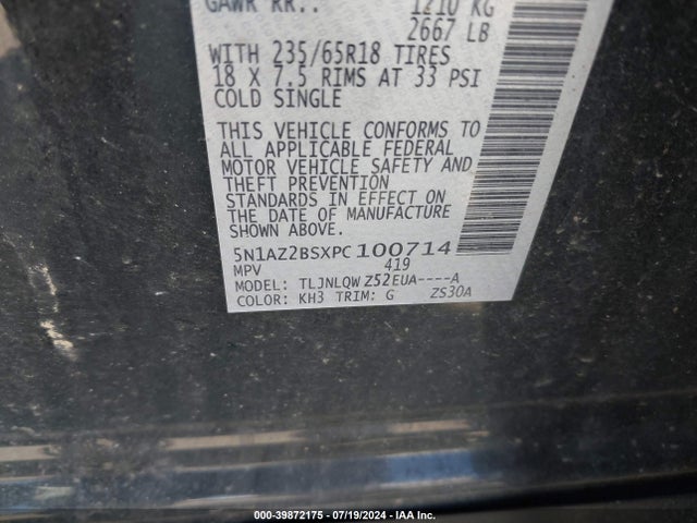 Nissan Murano Sv Intelligent Awd 2023 5N1AZ2BSXPC100714 Image 9