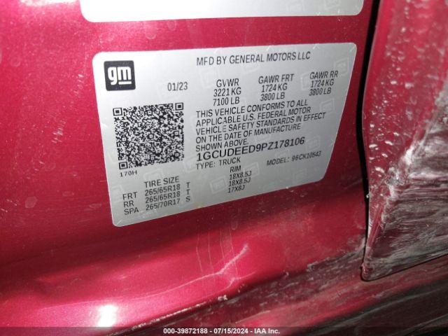 1GCUDEED9PZ178106 Chevrolet Silverado 1500 4wd  Short Bed Rst
