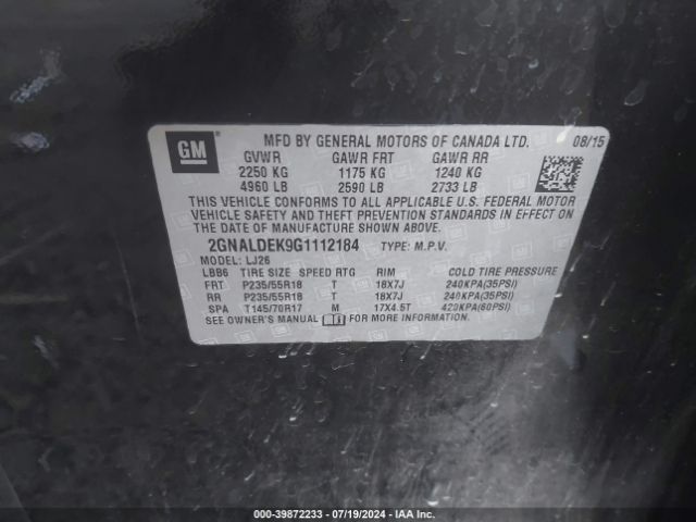 2GNALDEK9G1112184 Chevrolet Equinox Ltz