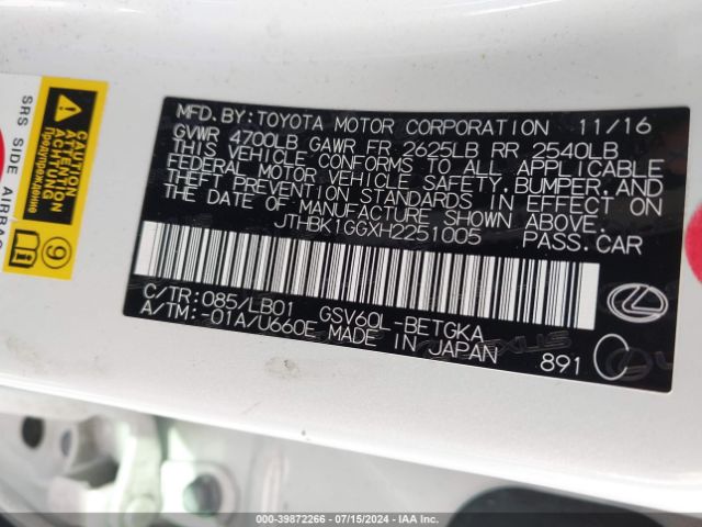 JTHBK1GGXH2251005 Lexus ES 350