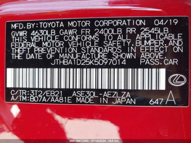 JTHBA1D25K5097014 Lexus IS 300