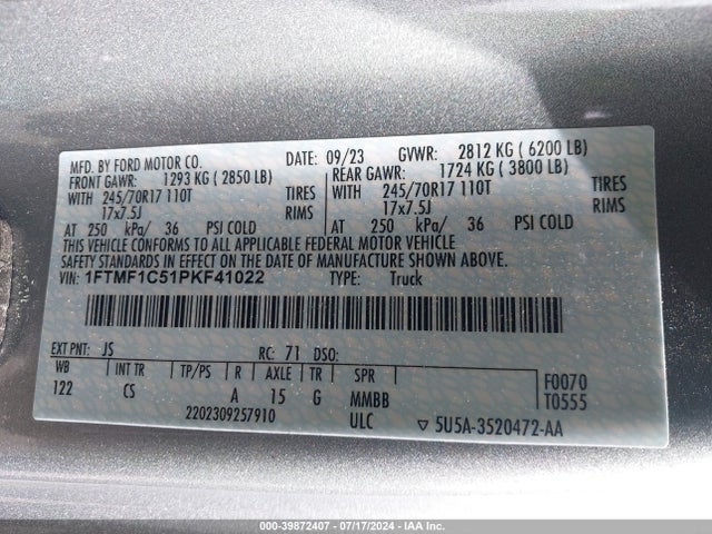 Ford F-150 Xl 2023 1FTMF1C51PKF41022 Image 9