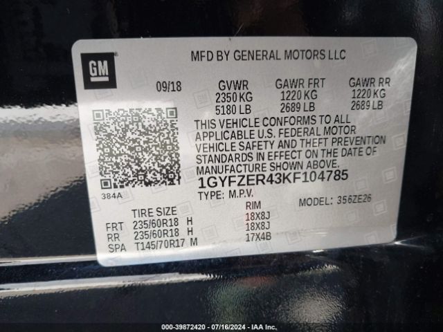 1GYFZER43KF104785 Cadillac XT4 SPORT