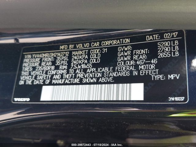 YV440MRU3H2142712 Volvo Xc60 T5 Inscription