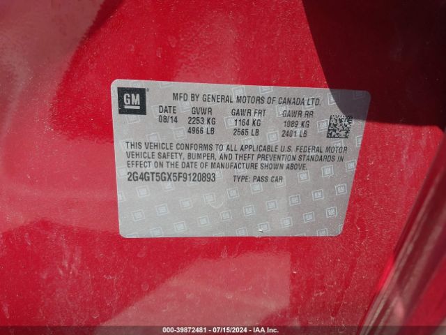 2G4GT5GX5F9120893 Buick REGAL GS