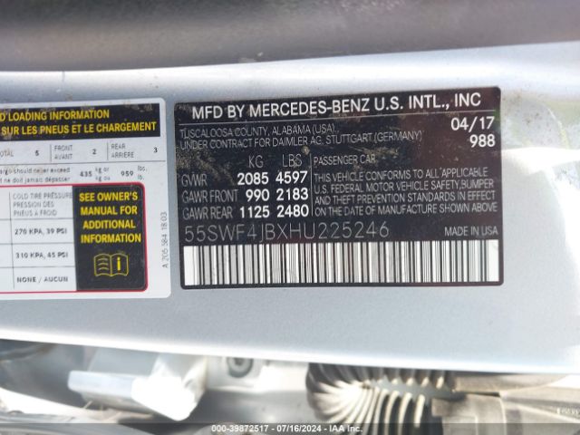 55SWF4JBXHU225246 Mercedes-Benz C 300 Luxury/sport