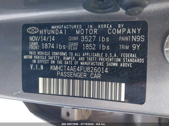 Hyundai ACCENT GLS 2015 KMHCT4AE4FU826014 Image 9