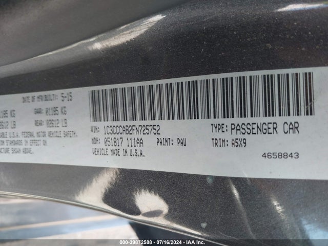 1C3CCCAB2FN725752 Chrysler 200 Limited