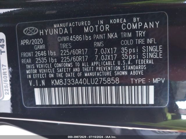 KM8J33A40LU275858 Hyundai Tucson Value