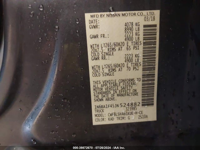 1N6BA1F45JN524882 Nissan Titan Xd Sv Diesel