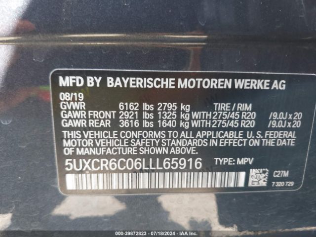5UXCR6C06LLL65916 BMW X5 Xdrive40i