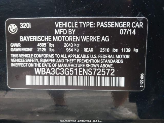 WBA3C3G51ENS72572 BMW 320i Xdrive