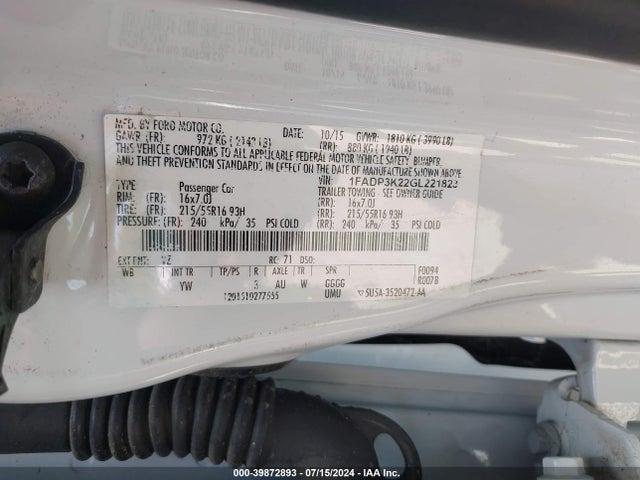 Ford FOCUS SE 2016 1FADP3K22GL221823 Image 9