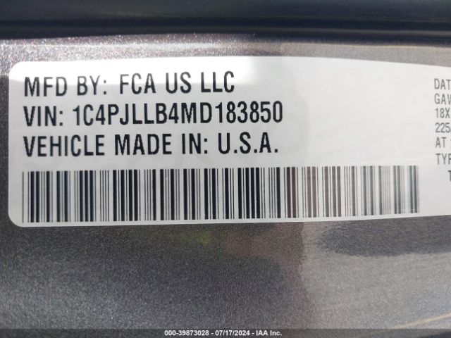 1C4PJLLB4MD183850 Jeep Cherokee Altitude Fwd