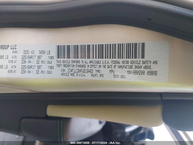 Jeep Cherokee Latitude 2015 1C4PJLCBXFW516463 Image 9