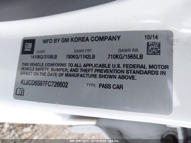 Chevrolet Spark 1lt Cvt 2015 KL8CD6S97FC726602 Image 9