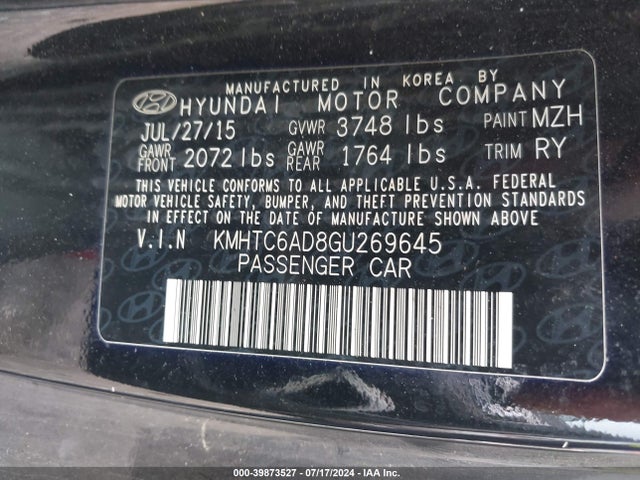 Hyundai Veloster 2016 KMHTC6AD8GU269645 Image 9