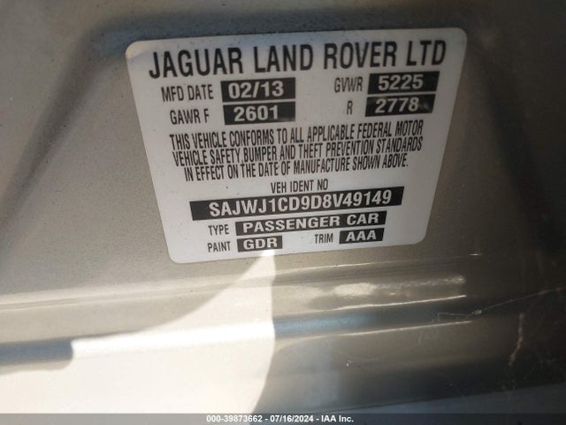 2013 JAGUAR XJ SAJWJ1CD9D8V49149 Photo 8