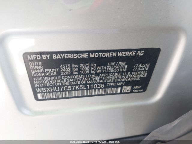 WBXHU7C57K5L11036 BMW X1 Sdrive28i