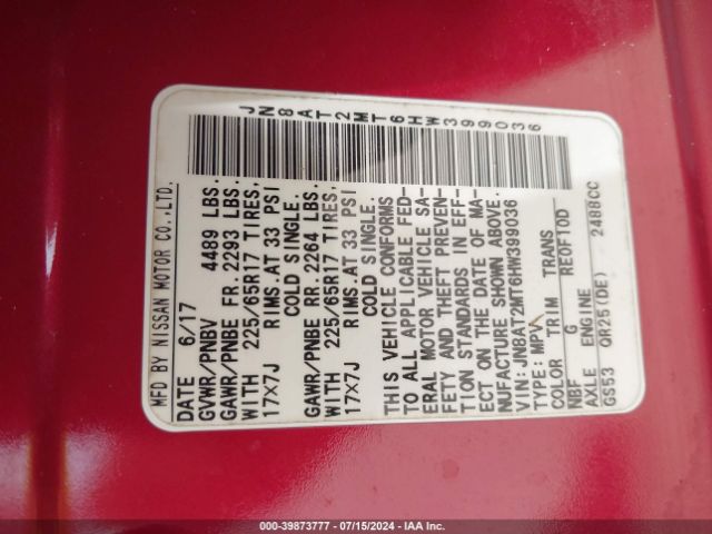 JN8AT2MT6HW399036 Nissan ROGUE S