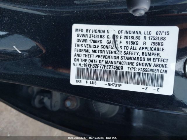 19XFB2F77FE274509 Honda CIVIC SE