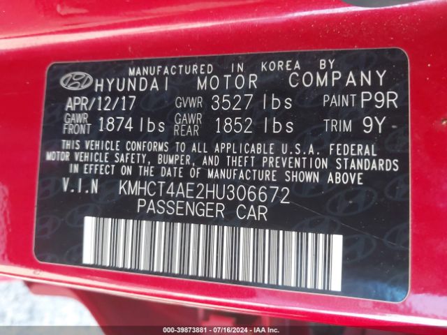 KMHCT4AE2HU306672 Hyundai ACCENT SE