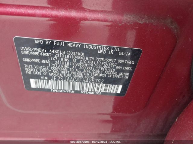 JF2SJAAC4FH428752 Subaru Forester 2.5i