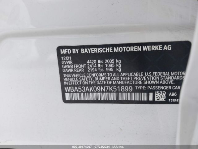 WBA53AK09N7K51899 BMW 228 Gran Coupe I Sdrive