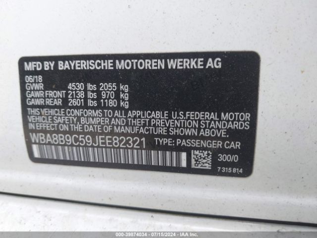 WBA8B9C59JEE82321 BMW 330I