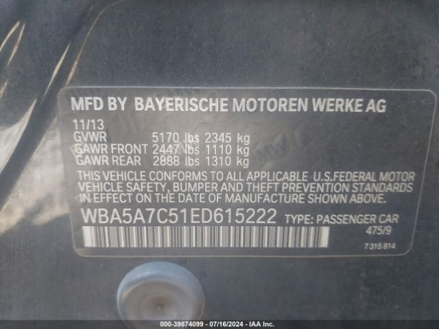 WBA5A7C51ED615222 BMW 528i Xdrive