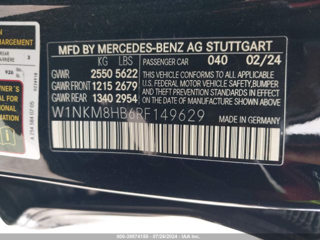 W1NKM8HB6RF149629 Mercedes-Benz Amg Glc 43 4matic